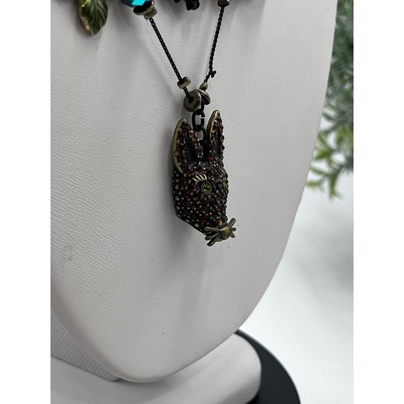 Betsey Johnson Dark Forest Triple Strand Gunmetal Necklace Fox Rabbit Charms - Picture 16 of 16